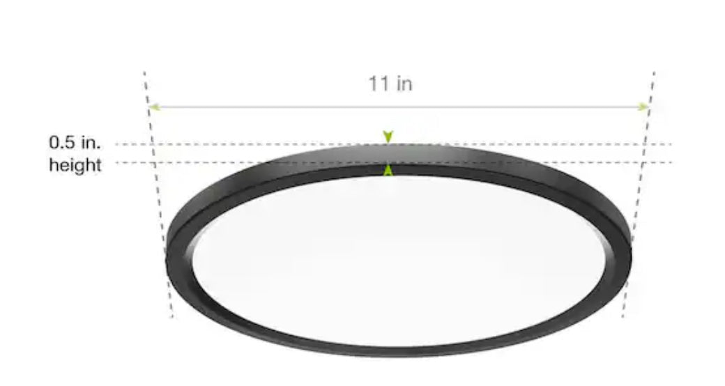 11 in. Matte Black Integrated LED Dimmable Selectable CCT Flush Mount Indoor Ceiling Light