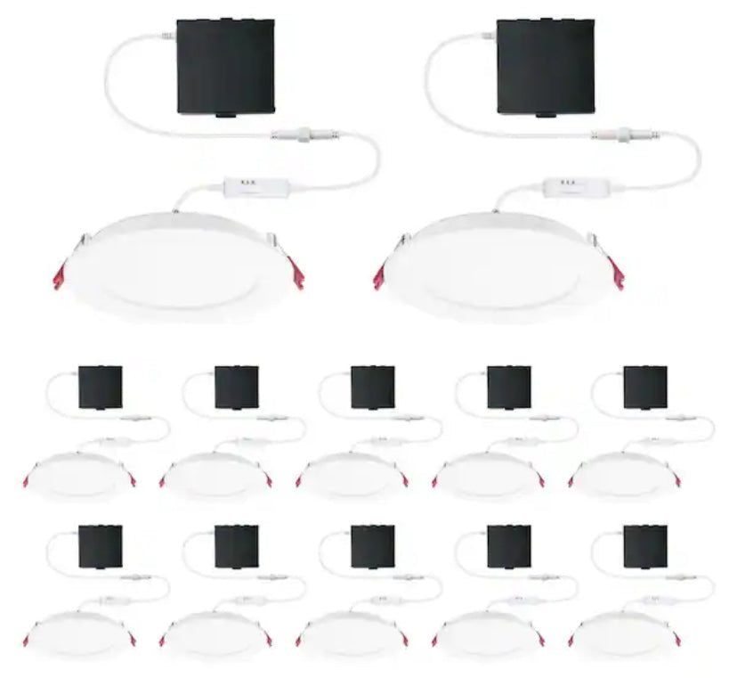 6 in. LED Slim 3 CCT Canless - White - (12-Pack)