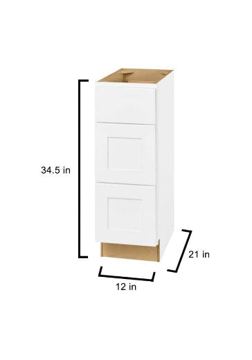 Avondale Shaker Alpine White Ready to Assemble Plywood 12 in Vanity Drawer Base (12in W x 21in D x 34.5in H)