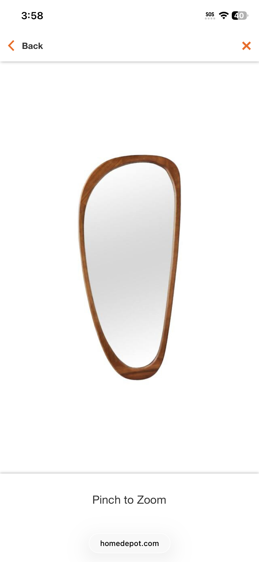 22 in. W x 48.1 in. H Irregular Brown Natural Solid Wood Frame Decorative Mirror