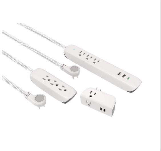 4 ft. Multiple Outlet and Wall Mounted Surge Protector Set (3-Pack)