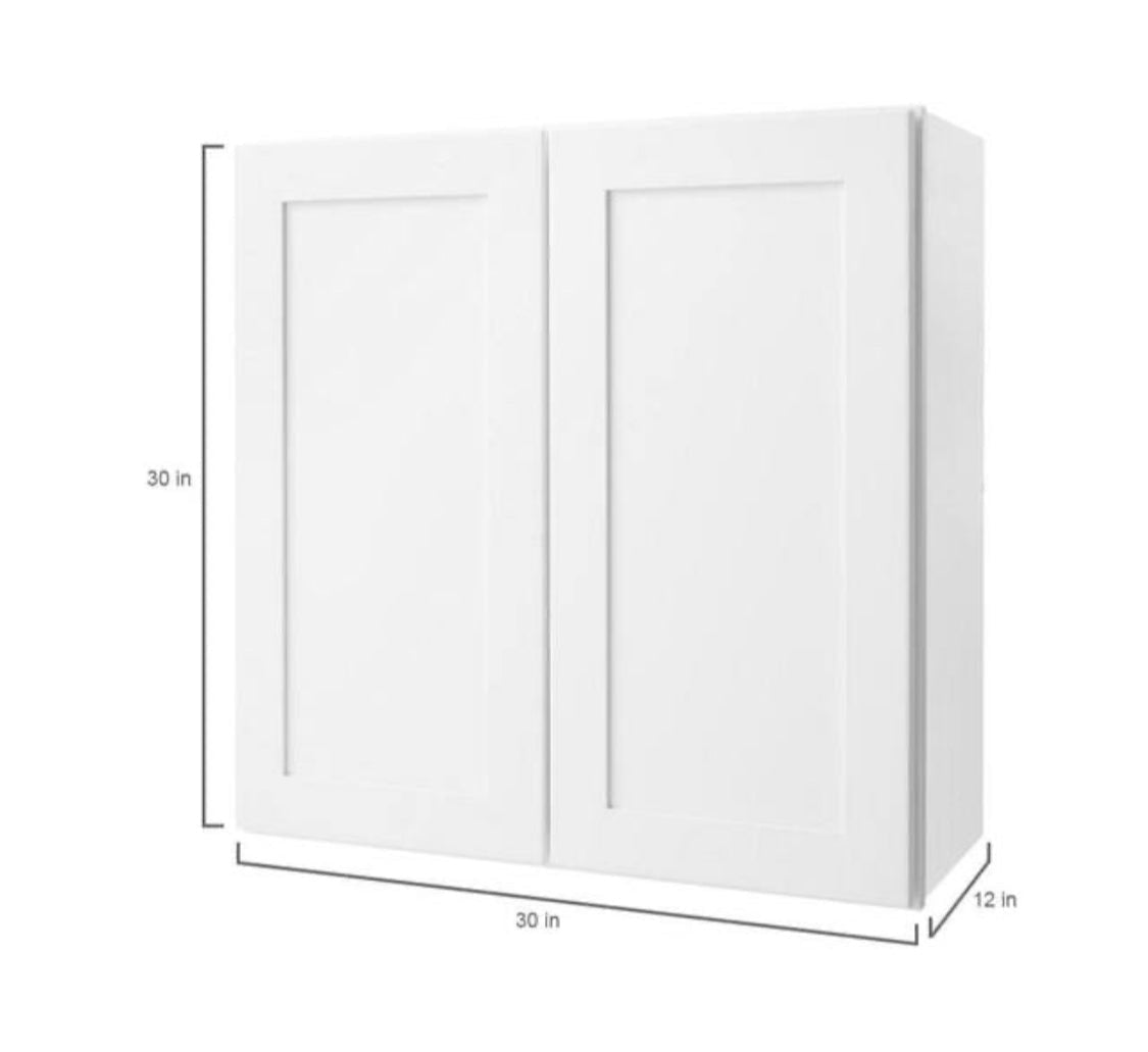 Avondale Shaker Alpine White Ready to Assemble Plywood 30 in Wall Kitchen Cabinet (30 in W x 30 in H x 12 in D)