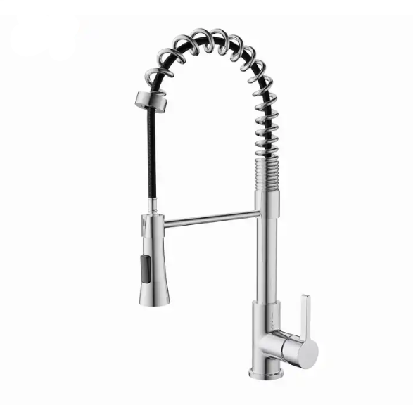 Modern Spring Neck Faucet with Pull-Down Sprayer