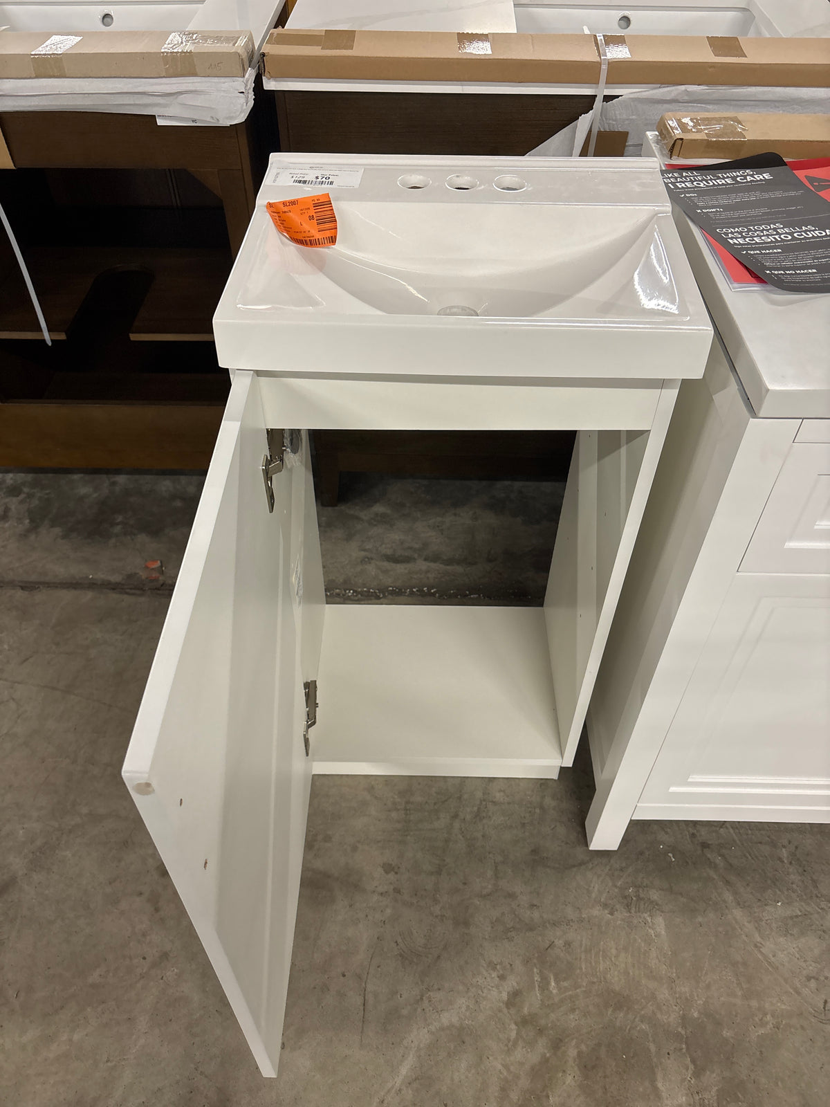 19 in. W x 18 in. D x 34 in. H Single Sink Freestanding Bath Vanity in White with White Cultured Marble Top