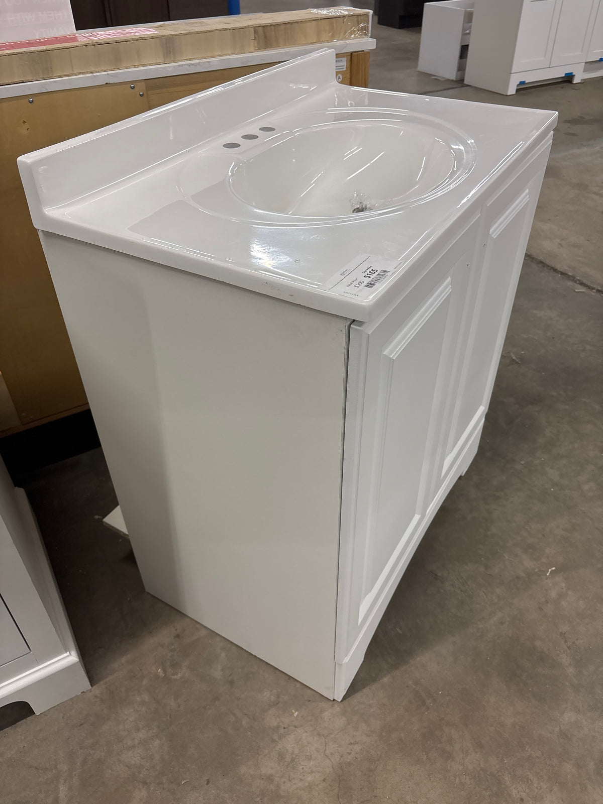 31 in. W x 19 in. D x 35 in. H Single Sink Freestanding Bath Vanity in White with White Cultured Marble Top