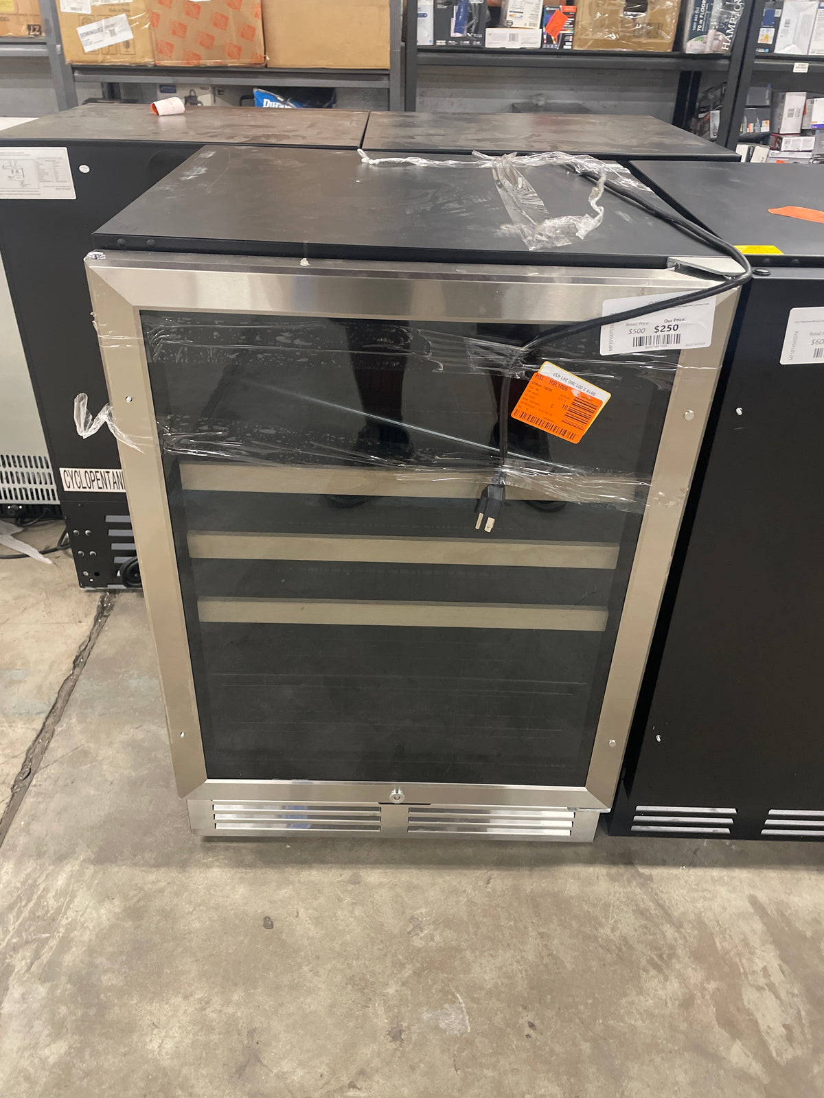 24 in. Single Zone 220 Plus Cans Beverage Refrigerator in Silver with 2-Different Door Handle Built-in Beverage Cooler