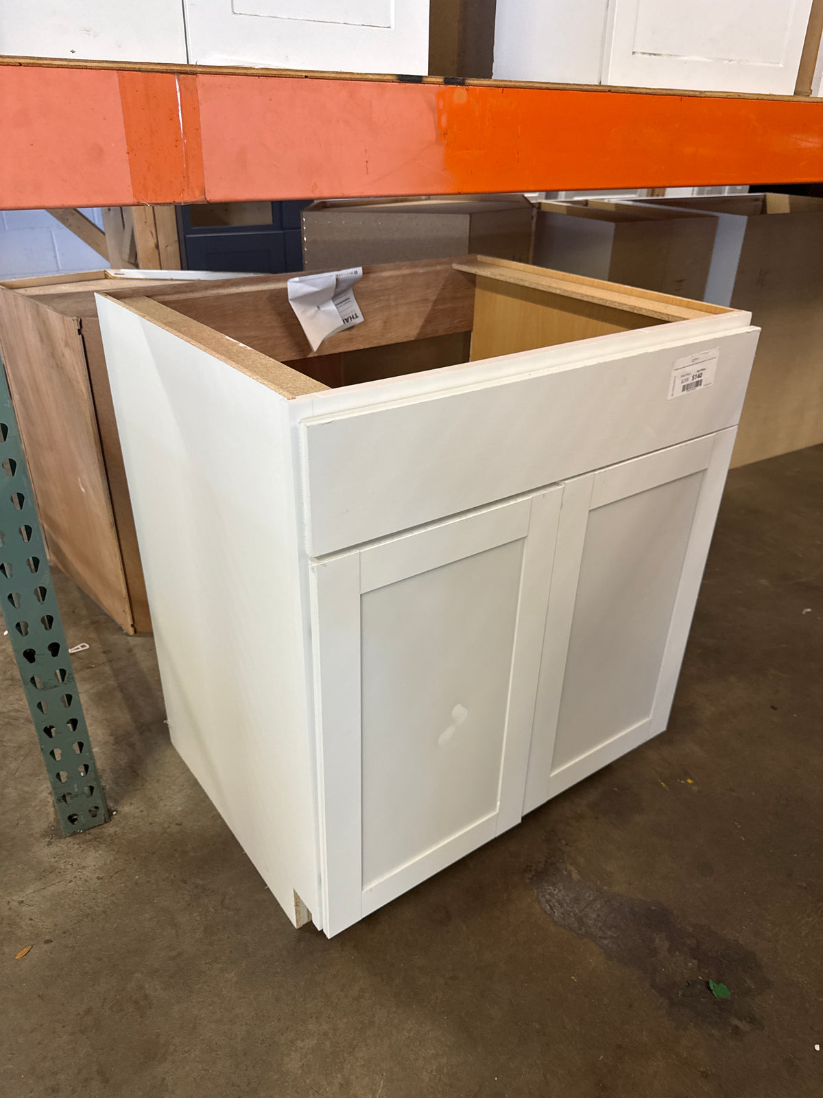 Westfield Feather White Shaker Stock Sink Base Kitchen Cabinet (30 in. W x 23.75 in. D x 35 in. H)