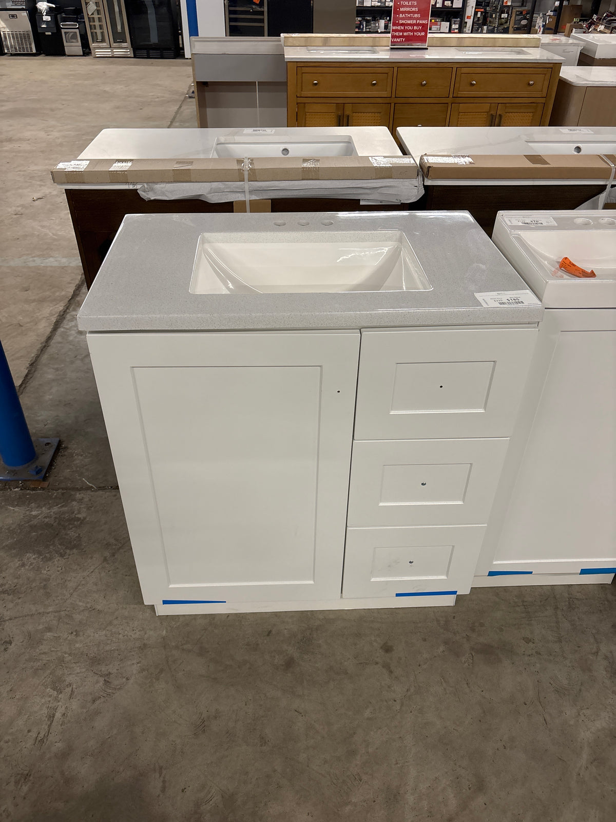 Bannister 31 in. W x 19 in. D x 35 in. H Single Sink Freestanding Bath Vanity in White with White Cultured Marble Top