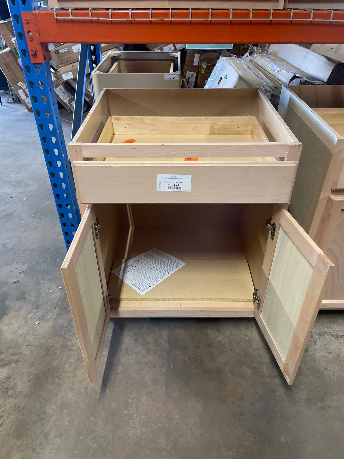 27 in. W x 24 in. D x 34.5 in. H Assembled Base Kitchen Cabinet in Unfinished with Recessed Panel