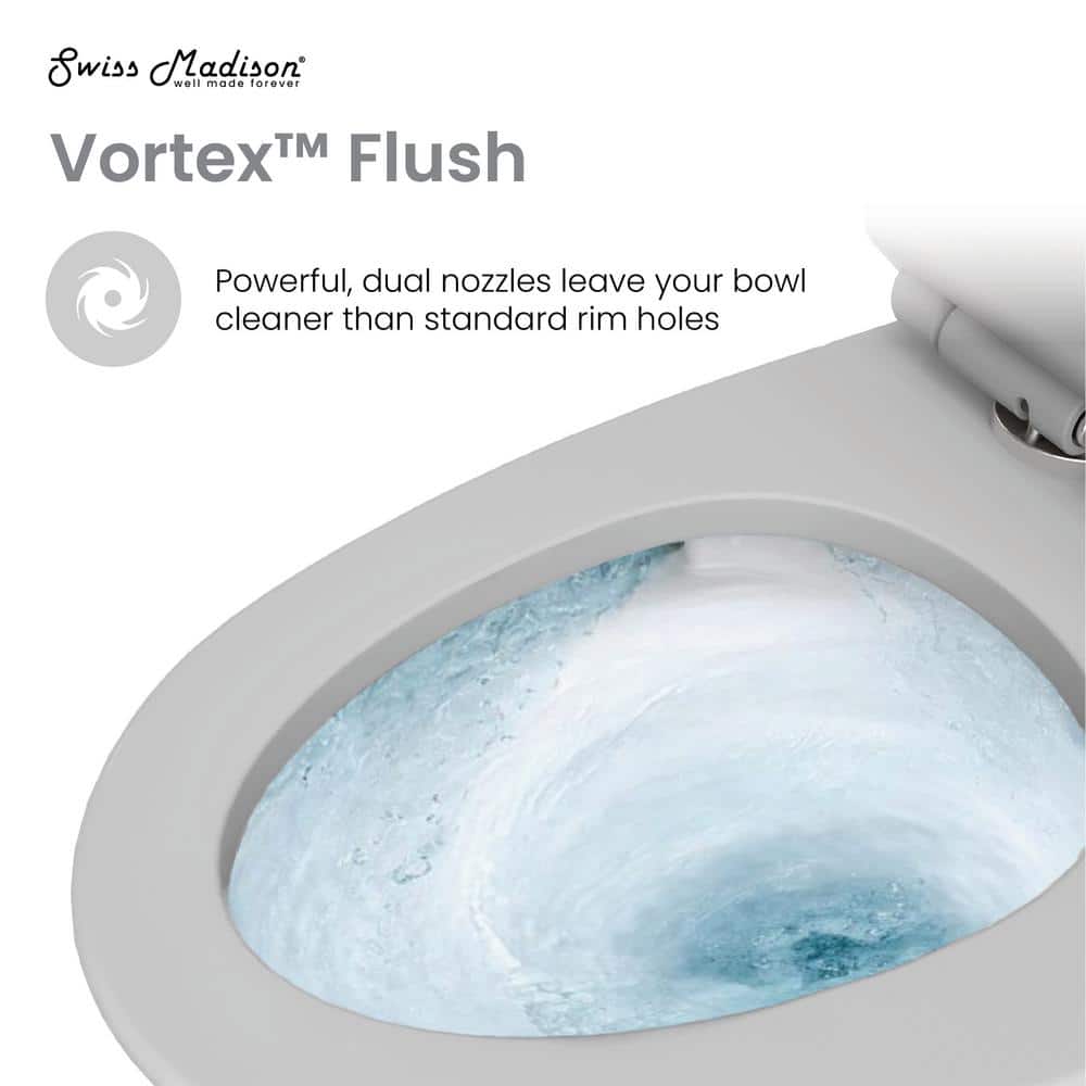 St. Tropez 1-piece 1.1/1.6 GPF Dual Flush Vortex Elongated Toilet in. Matte Grey Seat Included