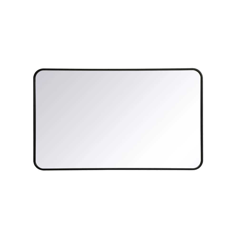 Timeless Home 24 in. W x 40 in. H x Modern Soft Corner Metal Rectangle Black Mirror