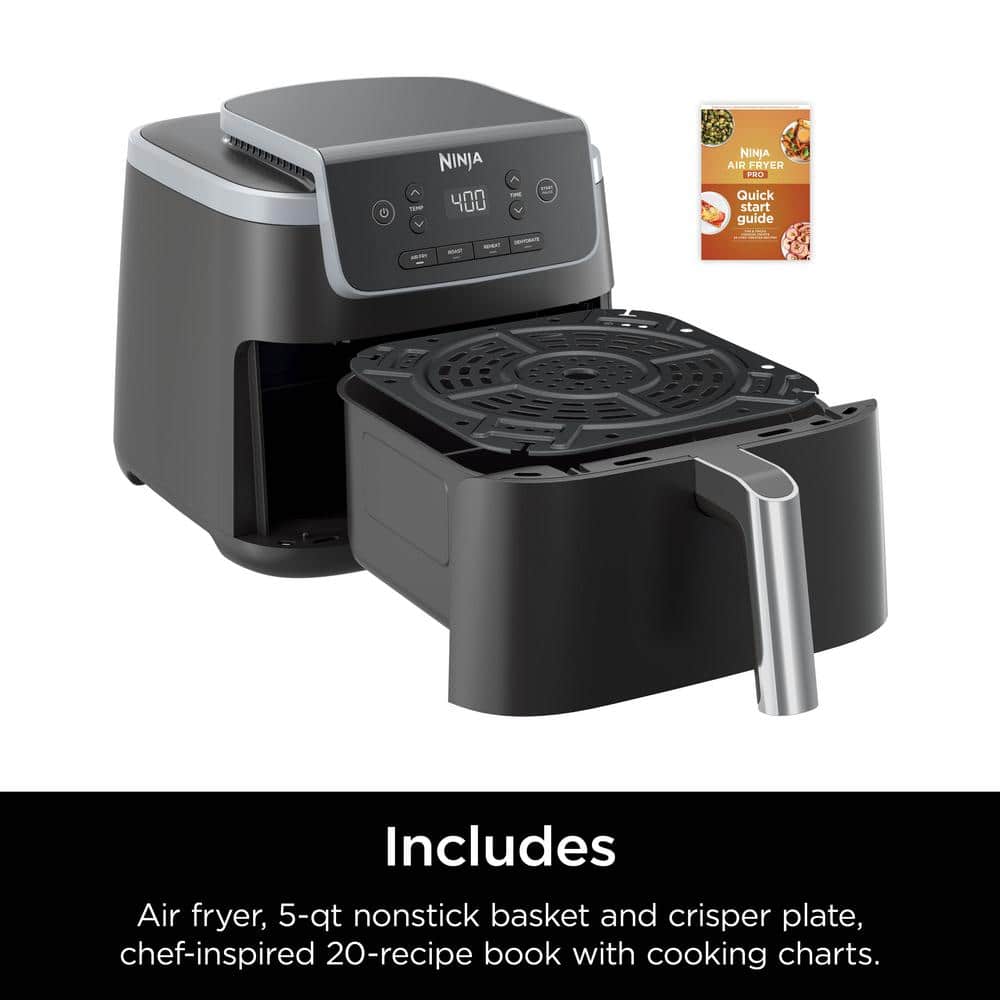 5 qt. Black Stainless Steel Air Fryer Pro with Air Fry Roast Reheat and Dehydrate
