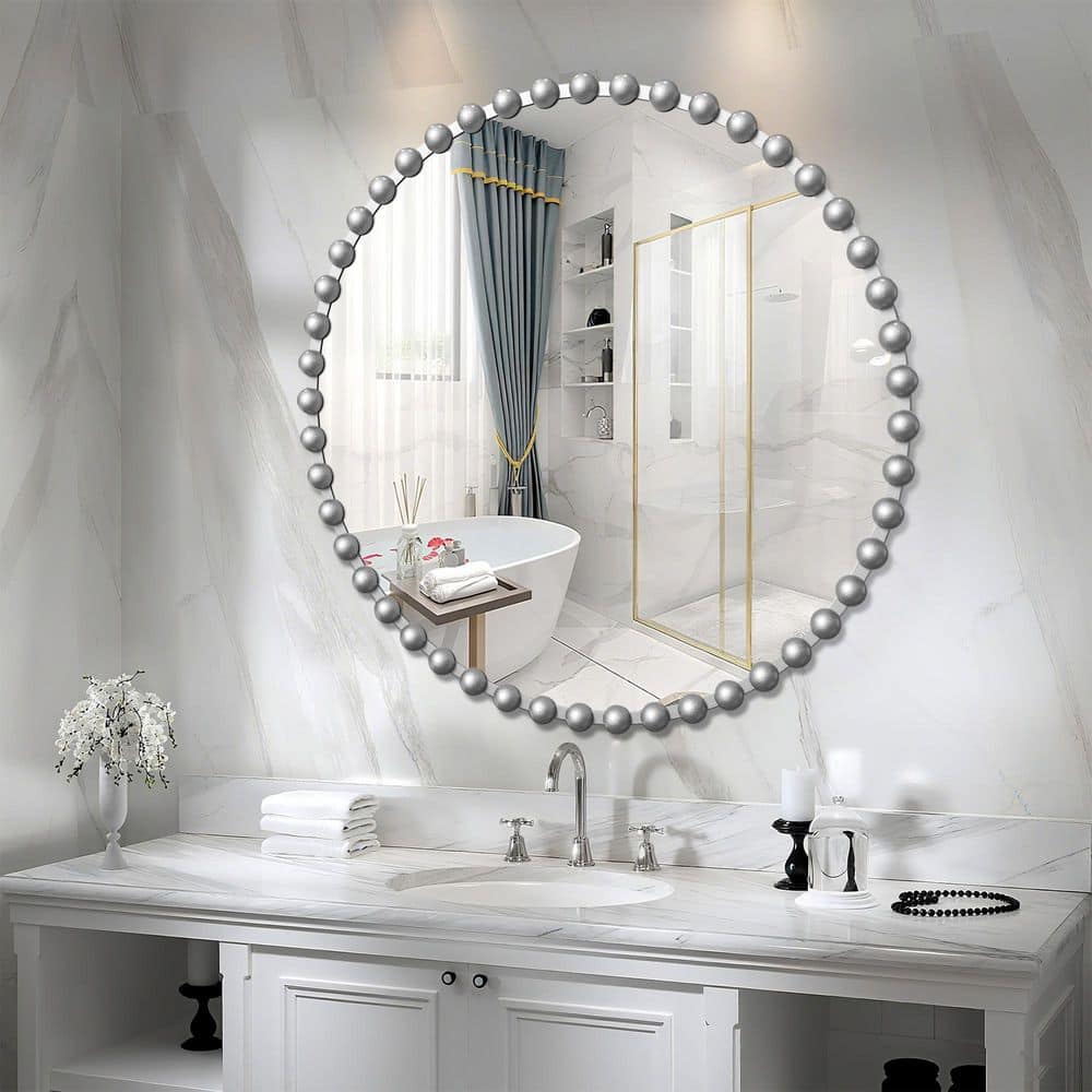 36 in. W x 36 in. H Silver Round Metal Frame Classic Decorative Mirror/Wall Mirror