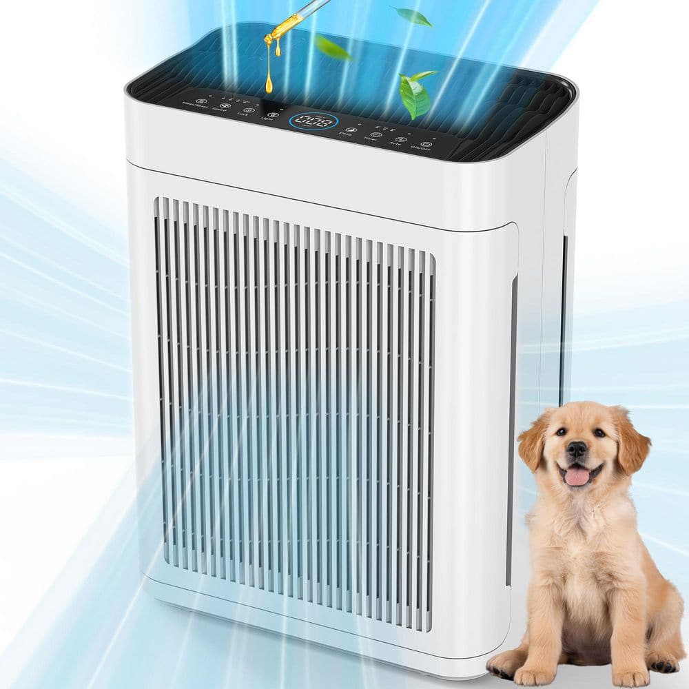 3000 sq. ft. White HEPA Personal Room Air Purifier with Smart Controls and Whisper-Quiet, Air Qualit