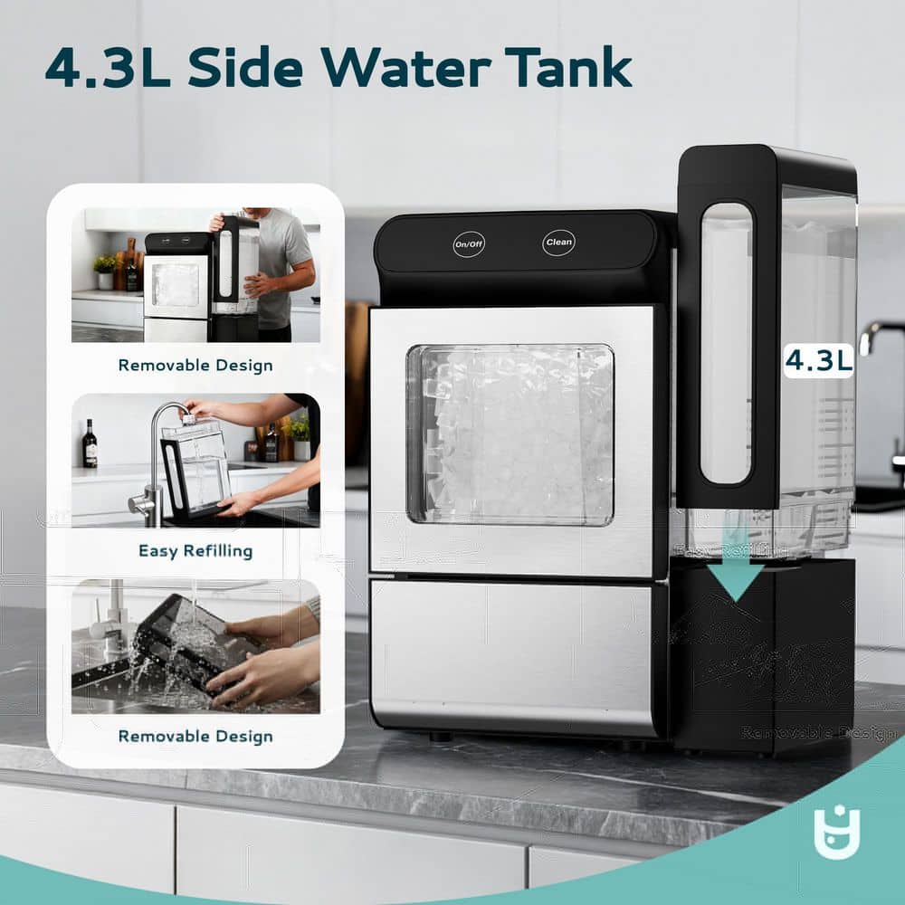 9.9in. 26 lbs. Nugget Portable Countertop Ice Maker in Black with Self-Cleaning and Smart Alerts