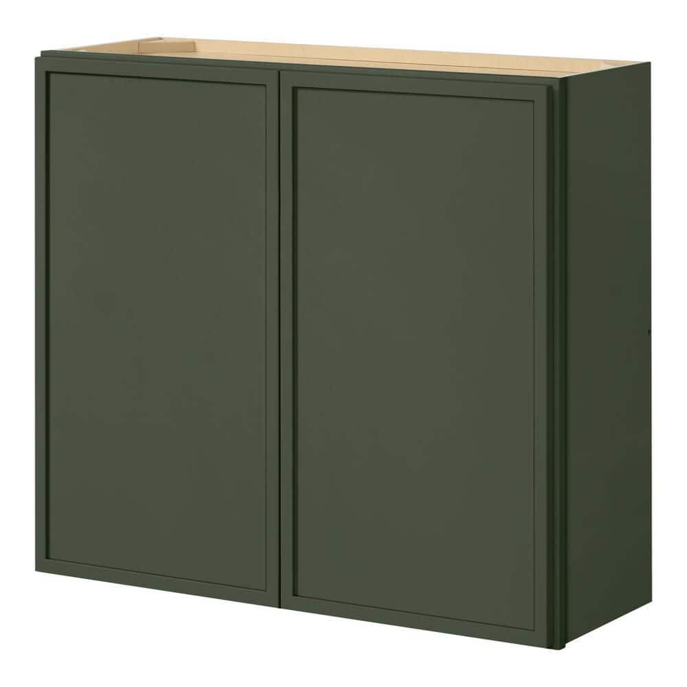 Leyton 33 in. W x 12 in. D x 30 in. H Ready to Assemble Plywood Shaker Wall Kitchen Cabinet in Fern