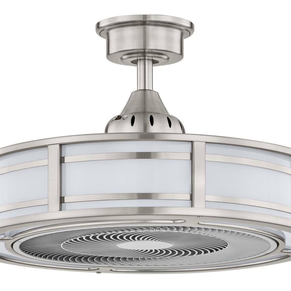 Brette III 23 in. Integrated LED Indoor/Outdoor Brushed Nickel Ceiling Fan with Light and Remote