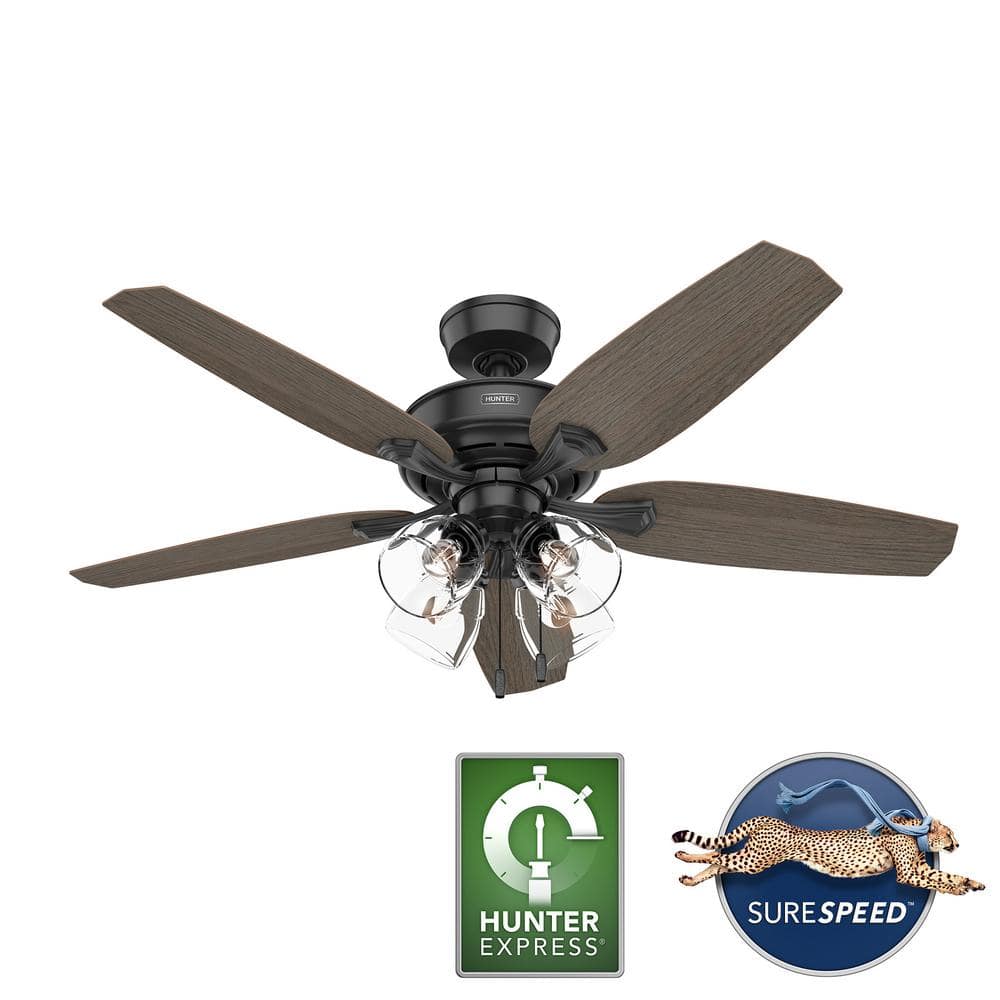 Channing 52 in. Hunter Express Matte Black Ceiling Fan with - image 4