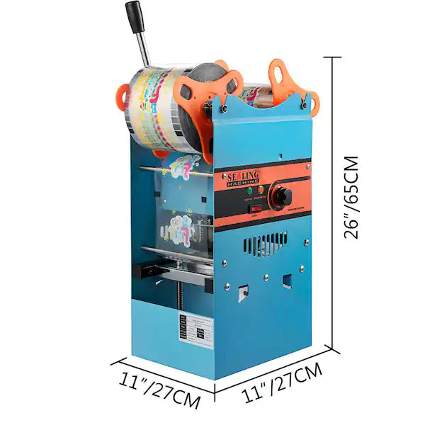 Manual Tea Cup Sealer Machine 300-500 Cup per Hour 90/95 mm Cup Diameter Boba Tea Sealing Machine for Restaurants, Blue