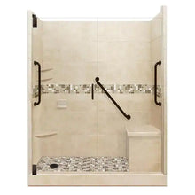 Load image into Gallery viewer, Tuscany Freedom Grand Hinged 32 in. x 60 in. x 80 in. Left Drain Alcove Shower Kit in Brown Sugar and Old Bronze
