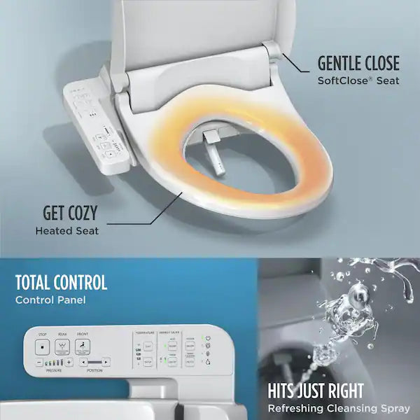 A2 Washlet Electric Heated Bidet Toilet Seat for Elongated Toilet in Cotton White