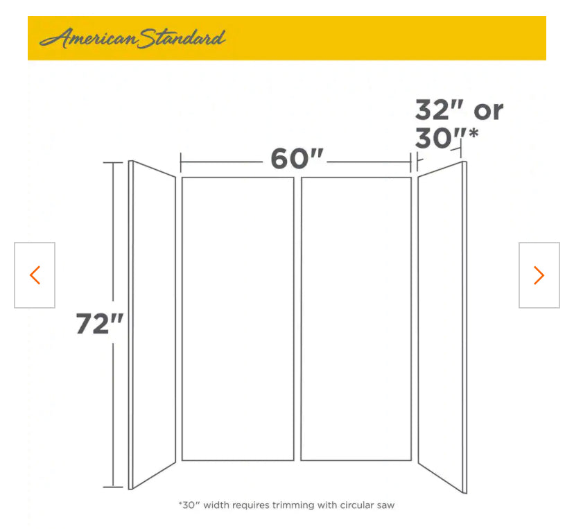 American Standard Passage 32 in. x 60 in. x 72 in. 4-Piece Glue-Up Alcove Shower Wall in Platinum Marble