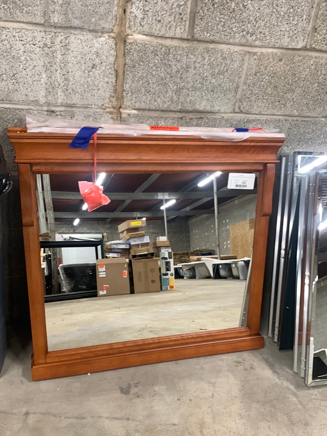 36 in. W x 32 in. H Framed Rectangular Bathroom Vanity Mirror in Warm Cinnamon