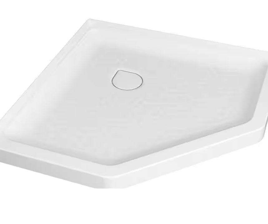 Ovation Curve 38 in. L x 38 in. W Corner Shower Pan Base with Center Drain in Arctic White