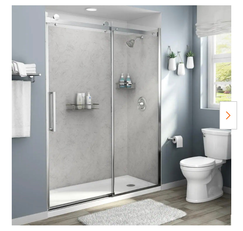 American Standard Passage 32 in. x 60 in. x 72 in. 4-Piece Glue-Up Alcove Shower Wall in Platinum Marble