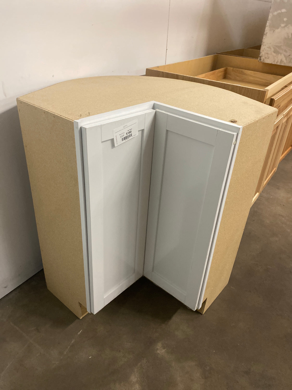 Courtland Shaker Assembled 30 in. x 34.5 in. x 30 in. Stock Lazy Susan Corner Base Left Kitchen Cabinet in Polar White