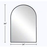 24 in. W x 36 in. H Arched Black Aluminum Alloy Framed Wall Mirror Decorative Wall Mirror (2-Pieces)