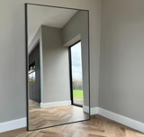 32 in. W. x 71 in. H Oversized Aluminum Alloy Rectangle Full Length Black Wall Mounted/Standing Mirror Floor Mirror