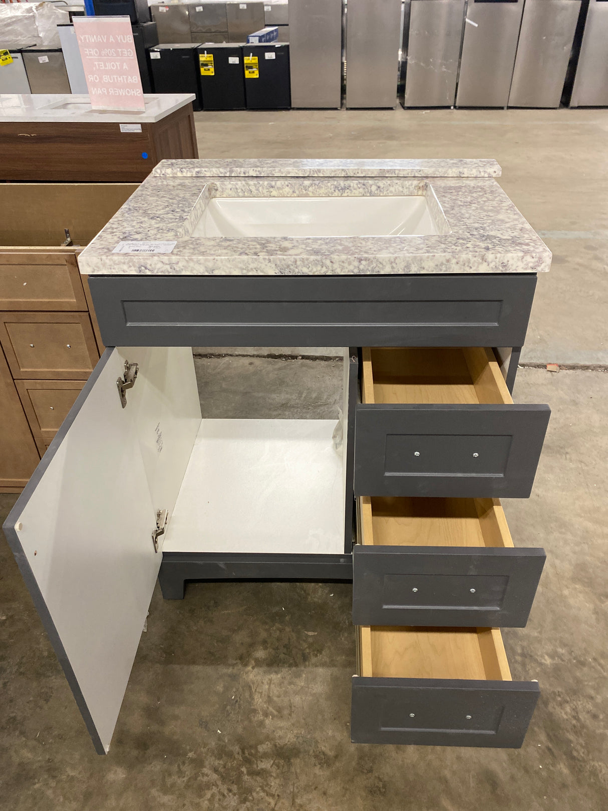 Thornbriar 30 in. W x 22 in. D x 34 in. H Bath Vanity Cabinet with Everest Top in Cement