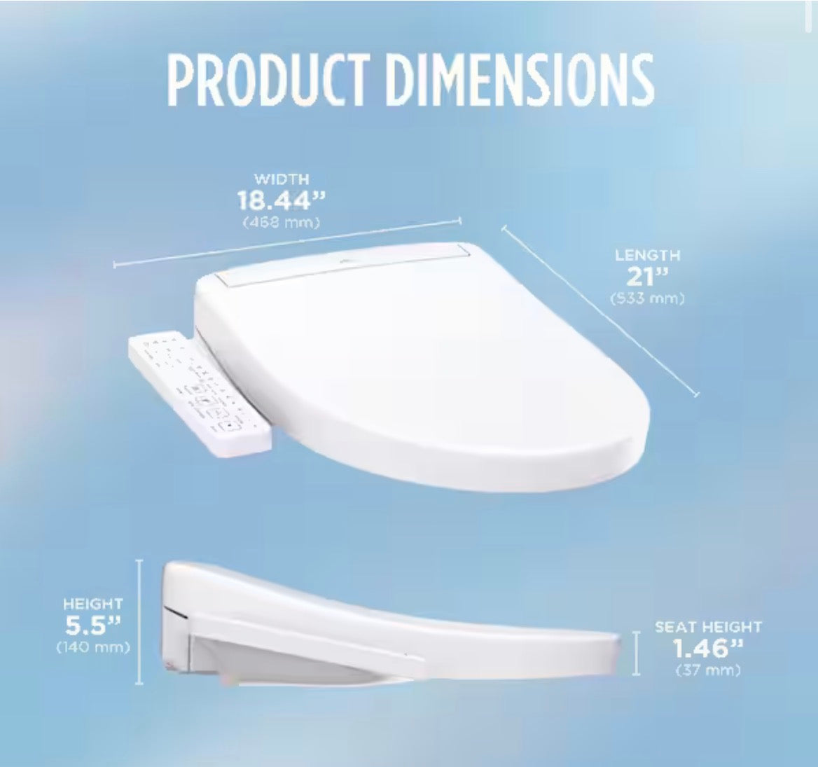 S2 Washlet Electric Heated Bidet Seat for Elongated Toilet in Cotton White