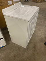 Everdean 25 in. W x 19 in. D x 34 in. H Single Sink Freestanding Bath Vanity in White with White Cultured Marble Top