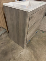 Woodbrook 31 in. Single Sink White Washed Oak Bath Vanity with White Cultured Marble Top (Assembled)