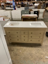 Danby 60 in. Double Sink Platinum Oak Bath Vanity with White Engineered Marble Top (Assembled)