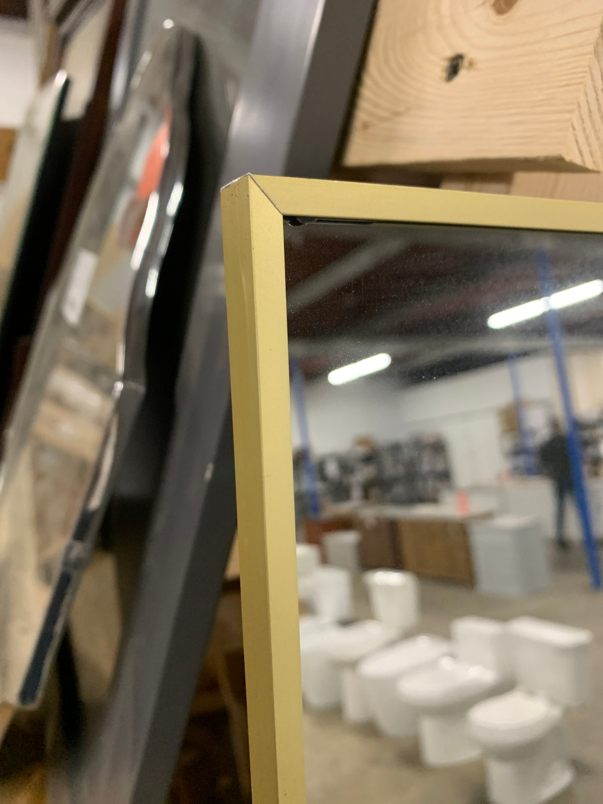 34 in. W. x 76 in. H Rectangular Gold Aluminum Alloy Framed Modern Oversized Wall Mirror