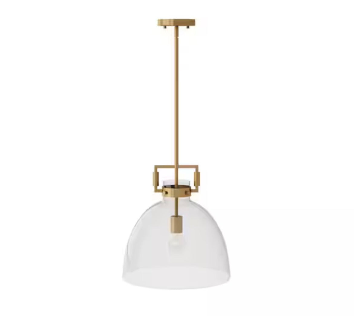 Leigh Gold Indoor Ceiling Hanging Pendant Light with Clear Glass and Adjustable Cord for Kitchen, Island, Entryway