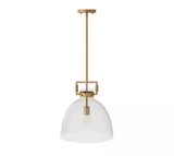 Leigh Gold Indoor Ceiling Hanging Pendant Light with Clear Glass and Adjustable Cord for Kitchen, Island, Entryway