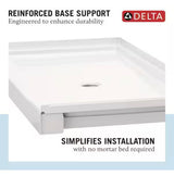 Classic 500 60 in. L x 30 in. W Alcove Shower Pan Base with Right Drain in High Gloss White
