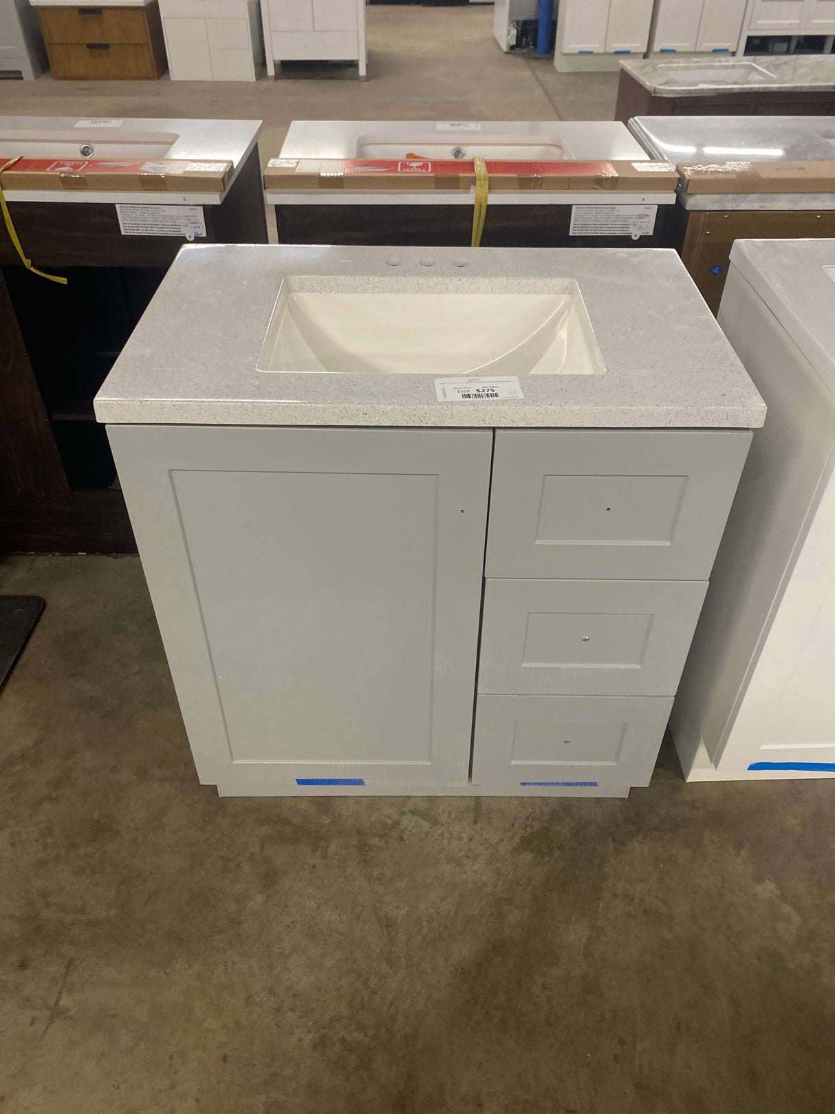 Bannister 31 in. W x 19 in. D x 35 in. H Single Sink Bath Vanity in Pearl Gray with White Cultured Marble Top