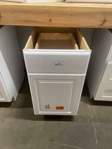 Hampton 18 in. W x 24 in. D x 34.5 in. H Assembled Base Kitchen Cabinet in Satin White with Drawer Glides