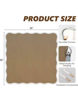 36 in. W x 36 in. H Square White Wood Framed Wavy Wall Mirror
