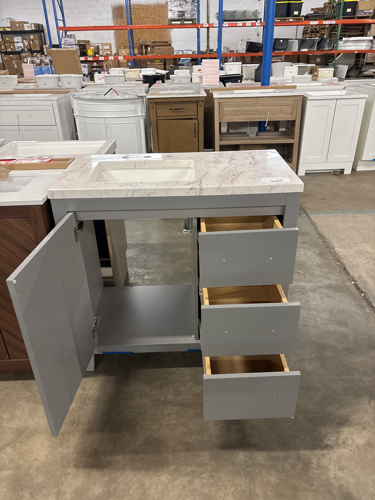 Blakely 37 in. Single Sink Sterling Gray Bath Vanity with Lunar Cultured Marble Top (Assembled)