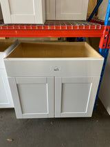Shaker Satin White Stock Assembled Sink Base Kitchen Cabinet (36 in. x 34.5 in. x 24 in.)