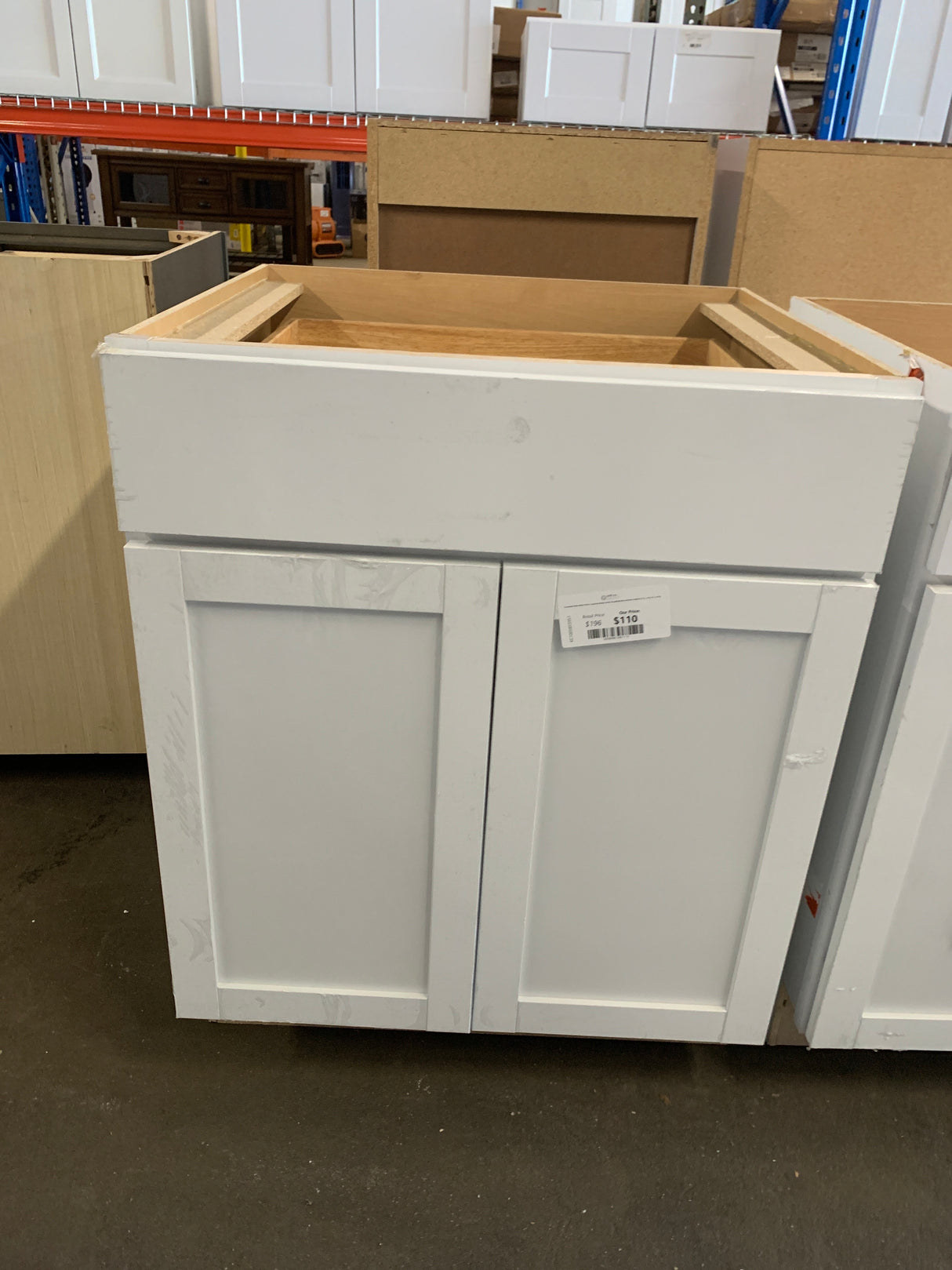 Courtland Polar White Finish Laminate Shaker Stock Assembled Base Kitchen Cabinet 27 in. x 34.5 in. x 24 in.