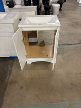Everdean 25 in. W x 19 in. D x 34 in. H Single Sink Freestanding Bath Vanity in White with White Cultured Marble Top