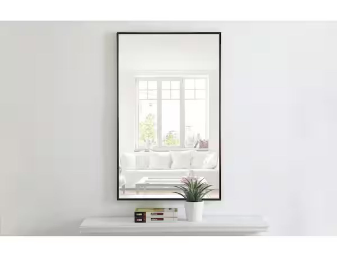 Timeless Home 24 in. W x 40 in. H x Contemporary Metal Framed Rectangle Black Mirror