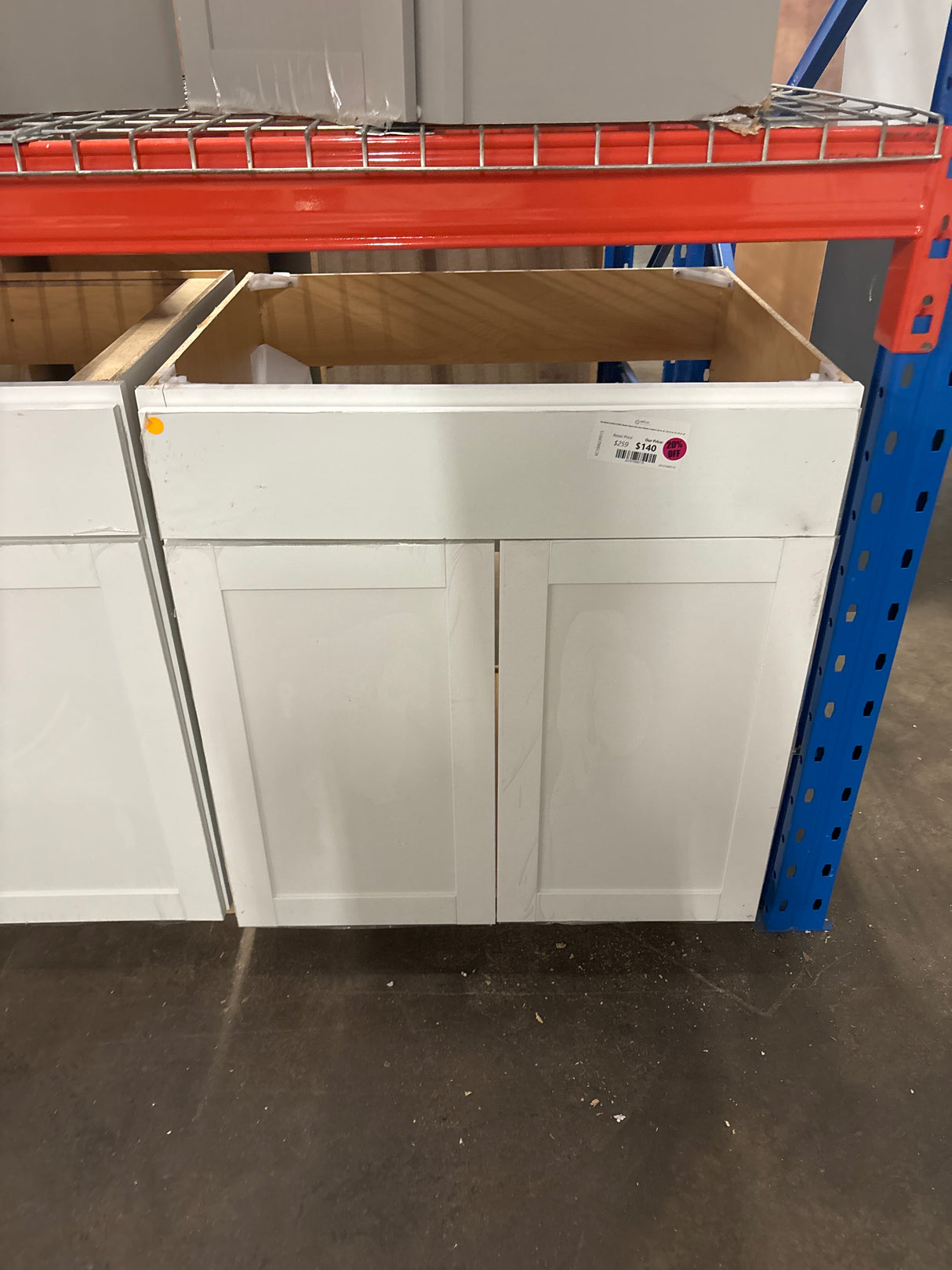 Westfield Feather White Shaker Stock Sink Base Kitchen Cabinet (30 in. W x 23.75 in. D x 35 in. H)
